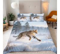 Copripiumino Matrimoniale 200x200 cm Ghepardo - copri piumino Animali Delle Praterie 3D Set di Biancheria da Letto Con Microfibra Comfort Morbida 2 Federe 50x75 con Cerniera e Fascette Angolari