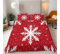 Copripiumino Matrimoniale 200x200 cm Natale - copri piumino Fiocco Di Neve 3D Set di Biancheria da Letto Con Microfibra Comfort Morbida 2 Federe 50x75 con Cerniera e Fascette Angolari