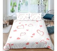 Copripiumino Matrimoniale 200x250 Amore Set di Biancheria da Letto a Forma di Cuore Copripiumini in Morbida Microfibra Stampa 3D Copri Piumino con 2 Federe J-2133