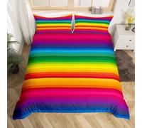 Copripiumino Matrimoniale 200x250 Arcobaleno Set di Biancheria da Letto Strisce di Colore Copripiumini in Morbida Microfibra Stampa 3D Copri Piumino con 2 Federe G-3085