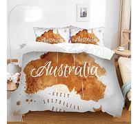 Copripiumino Matrimoniale 220x240 cm Aldulto Mappa Gialla Dell'Australia Set de Biancheria da Letto con Cerniera Nascosta Morbido Antiallergico 110gsm Microfibra Set Copripiumini e 2 Federe 50x80 cm