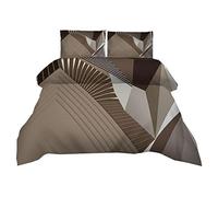Copripiumino Matrimoniale 220x240 Marrone Geometrico 3pcs Copripiumone moderno Copripiumini in Microfibra con Cerniera Set Di Biancheria Da Letto con 2 Federe 50x75cm