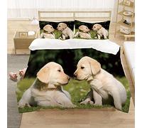 Copripiumino Matrimoniale 240x220 Cane Verde da Compagnia Anallergico Set Biancheria da Letto in Microfibra con 2 Federe 50x75 cm