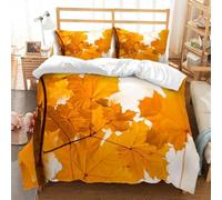 Copripiumino Matrimoniale 240x220 cm Feuille d'érable Bambini Adulti Copripiumini Set Paesaggio Autunnale di Biancheria da Letto Morbida Microfibra Stampe 3d con 2 Federe 50x80 cm D706