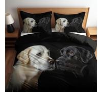 Copripiumino Matrimoniale 240x220 cm Labrador Set di Biancheria da Letto Stampa 3D Cane da Compagnia Copri Piumino in Morbido Microfibra Copripiumini con Cerniere e 2 Federe D-359