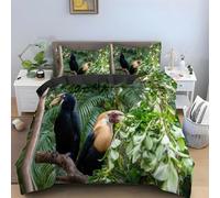 Copripiumino Matrimoniale 240x220 cm Modello di Uccello Set di Biancheria da Letto Stampa 3D Giungla Tropicale Copri Piumino in Morbido Microfibra Copripiumini con Cerniere e 2 Federe D-407