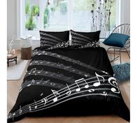 Copripiumino Matrimoniale 240x220 cm Note Musicali Set di Biancheria da Letto Stampa 3D Tema Musicale Copri Piumino in Morbido Microfibra Copripiumini con Cerniere e 2 Federe A-2417