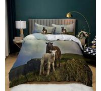 Copripiumino Matrimoniale 240x220 cm Pecora Set di Biancheria da Letto Stampa 3D Paesaggio Naturale Copri Piumino in Morbido Microfibra Copripiumini con Cerniere e 2 Federe D-1343