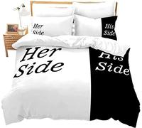 Copripiumino Matrimoniale 240x220 Lui E Lei Biancheria da Letto Donna E Uomo Stampa 3D Bianco Nero Morbido Traspirante Microfibra Copripiumone + 2 Federe 50x80 cm