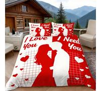 Copripiumino Matrimoniale 240x220 Tema D'Amore, Copripiumino Romantico 3D Microfibra Biancheria da Letto, Duvet Cover con 2 x Federe 50x80 cm