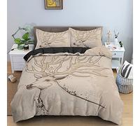 Copripiumino Matrimoniale 240x260 cervo grigio 3 Pezzi Set di Biancheria da Letto Matrimoniale in Microfibra, Copripiumini per Adolescenti Adulti con Cerniera e 2 Federe 50x80 cm