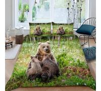 Copripiumino Matrimoniale 260x240 cm Orso Bruno in Morbido Microfibra 3D Biancheria da Letto Animali Orsacchiotto 3 Pezzi incluso 1 Copripiumini e 2 Federe 50x80 cm N.1139