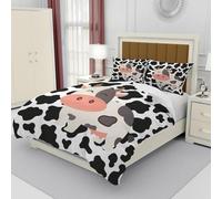 Copripiumino Matrimoniale 260x240 Mucche Animale, Copripiumino Vacca Vacca 3D Microfibra Biancheria da Letto, Duvet Cover con 2 x Federe 50x80 cm