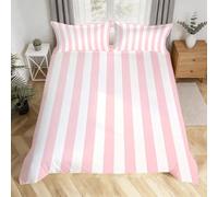 Copripiumino Matrimoniale 260x240 Strisce Rosa e Bianche 2 Federe