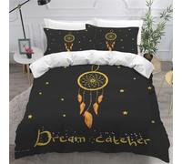 Copripiumino Matrimoniale 260x240cm Cacciatore Di Sogni Parure Copripiumino, Microfibra Lavabile Biancheria da Letto 3Pezzi, Piume Bohémien Set Copripiumino Doppio con Lacci Cerniera e 2Federe 50x75cm