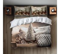 COPRIPIUMINO MATRIMONIALE ABETE INTRECCI CALORE STAMPA DIGITALE COTONE + PATELLA