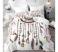 Copripiumino Matrimoniale Acchiappasogni 240 x 220 cm 3D Set Copripiumino Conchiglie e Piume Morbida Microfibra Biancheria da Letto 3 Pezzi Parure Copripiumone con 2 Federe a_646