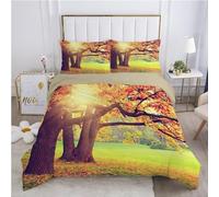 Copripiumino Matrimoniale Autunno Biancheria da Letto Morbida Microfibra, Autunno Copripiumini 240x260 cm e 2 Federe 50x80 cm, 3D Copripiumone qq6279