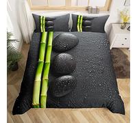 Copripiumino Matrimoniale Bambù in Morbida Microfibra Set Biancheria da Letto Pietra Sacco Piumino 260x240 Double Face Stampato in 3D e 2 Federe M-1588