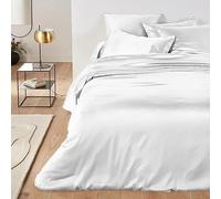 Copripiumino Matrimoniale Bianco in Raso di Cotone con Trama Liscia - Perfetto per un Sonno Rigenerante, Parure Sacco Piumino 250x200 cm e 2 federe Letto 2 Piazze