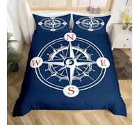 Copripiumino Matrimoniale Blu 3D Stampa, Bussola Biancheria da Letto in Morbida Microfibra Set Copripiumini per Bambini adulto, Copripiumino 240x220 cm e 2 Federe 50x80 W669