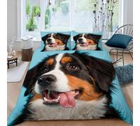 Copripiumino Matrimoniale Bovaro Bernese Traspirante in Microfibra Set di Biancheria da Letto Cuccioli Carino con Cerniera 3D Copripiumino 200x250 e 2 Federe b-2916