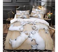 Copripiumino Matrimoniale Cane Traspirante in Microfibra Set di Biancheria da Letto Cucciolo con Cerniera 3D Copripiumino 200x250 e 2 Federe b-5485
