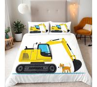 Copripiumino Matrimoniale Carrello Elevatore Dei Cartoni Animati Cane Domestico Biancheria da letto Completo letto Reversibile Set Copripiumino 3 Pezzi, Copripiumino 200x220 cm e 2 Federa 50x75 cm