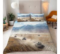 Copripiumino Matrimoniale Carro Armato 200x200 cm con 2 Federe 50x80 cm Copripiumino Serbatoio Natura 3D Stampa Microfibra Lavabile In Lavatrice Cerniera Invisibile Adatto Camerette Dormitori