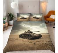 Copripiumino Matrimoniale Carro Armato Deserto 240x260 cm con 2 Federe 50x80 cm Set Copripiumino Cisterna 3D Stampa Microfibra Lavabile In Lavatrice Cerniera Invisibile Lacci a Quattro Angoli