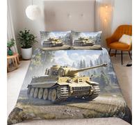 Copripiumino Matrimoniale Carro Armato Giungla 240x260 cm con 2 Federe 50x80 cm Set Copripiumino Cisterna 3D Stampa Microfibra Lavabile In Lavatrice Cerniera Invisibile Lacci a Quattro Angoli