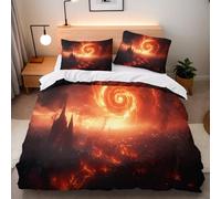 Copripiumino Matrimoniale Città Interstellare 200x200 cm con 2 Federe 50x80 cm Copripiumino Stelle Galassia 3D Stampa Microfibra Lavabile In Lavatrice Cerniera Invisibile Adatto Camerette Dormitori