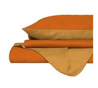 Copripiumino Matrimoniale con Sacco e Federe in Tinta Unita Double Face Linea Vera Arancio e Giallo