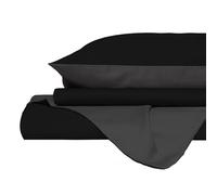 Copripiumino Matrimoniale con Sacco e Federe in Tinta Unita Double Face Linea Vera Nero e Fumo