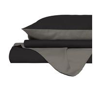 Copripiumino Matrimoniale con Sacco e Federe in Tinta Unita Double Face Linea Zoe Cioccolato e Sabbia