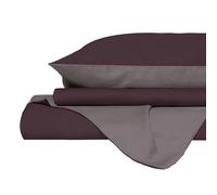 Copripiumino Matrimoniale con Sacco e Federe in Tinta Unita Double Face Linea Zoe Vinaceo e Rosa Antico