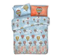 COPRIPIUMINO MATRIMONIALE COTONE VOLARE MONGOLFIERE BEIGE MADE ITALY MATRIMONIAL