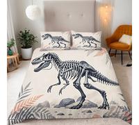 Copripiumino Matrimoniale Dinosauro Scheletro 240x260 cm Copripiumino Astratto Arte 3D Stampa Set di Biancheria da Letto Microfibra Cerniera Invisibile Lacci a Quattro Angoli 2 Federe 50x80 cm cm