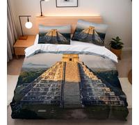 Copripiumino Matrimoniale Egitto Piramidi 220x240 cm con 2 Federe 50x80 cm Copripiumino Architettura Arte 3D Stampa Microfibra Lavabile In Lavatrice Cerniera Invisibile Adatto Camerette Dormitori