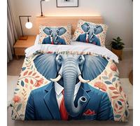 Copripiumino Matrimoniale Elefante Creativo 220x240 cm con 2 Federe 50x80 cm Copripiumino Elefante Animale 3D Stampa Microfibra Lavabile In Lavatrice Cerniera Invisibile Adatto Camerette Dormitori