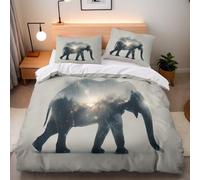 Copripiumino Matrimoniale Elefante Galassia 240x260 cm con 2 Federe 50x80 cm Set Copripiumino Elefante Animale 3D Stampa Microfibra Lavabile In Lavatrice Cerniera Invisibile Lacci a Quattro Angoli