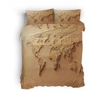 copripiumino matrimoniale fantasia 150x200cm Mappa Del Mondo set copripiumino anallergico Rivestimento letto quattro stagioni, microfibra soffice, stampa doppia, zip invisibile