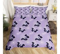 Copripiumino Matrimoniale Farfalla Traspirante in Microfibra Set di Biancheria da Letto Viola con Cerniera 3D Copripiumino 200x250 e 2 Federe b-3791