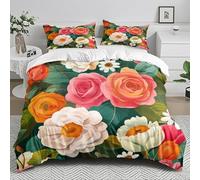 Copripiumino Matrimoniale Fiori Colorati 260 x 240 cm 3D Set Copripiumino Piante Morbida Microfibra Biancheria da Letto 3 Pezzi Parure Copripiumone con 2 Federe a.95
