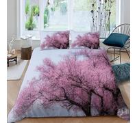 Copripiumino Matrimoniale Fiori di Ciliegio Giapponesi 240 x 220 cm 3D Set Copripiumino Fiori Rosa Morbida Microfibra Biancheria da Letto 3 Pezzi Parure Copripiumone con 2 Federe a_58