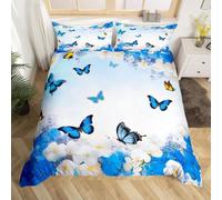 Copripiumino Matrimoniale Fiori Traspirante in Microfibra Set di Biancheria da Letto Farfalla con Cerniera 3D Copripiumino 200x250 e 2 Federe b.4186