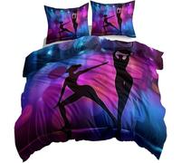 Copripiumino Matrimoniale Ginnastica da Ballo in Morbida Microfibra Set Biancheria da Letto Ragazza Della Siluetta Sacco Piumino 240x220 Double Face Stampato in 3D e 2 Federe M-502