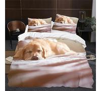 Copripiumino Matrimoniale Golden Retriever Marrone Copripiumino Microfibra Stampato Cane Copri Piumino 240x220 Morbido Morbida e 2 Federa 50x80 cm con Cerniera