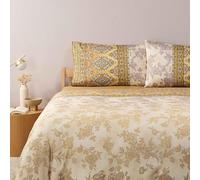 Copripiumino matrimoniale in Cotone completo sacco copripiumone lenzuolo con angoli e due Federe Art. Agrigento (Oro)