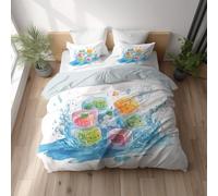 Copripiumino Matrimoniale, in Microfibra Extra Morbida, Traspirante Delicato Sulla Pelle Reversibile, con Cerniera Invisibile King 240 x 220 cm Bianco Cartone Animato Anime Cubetto Di Ghiaccio